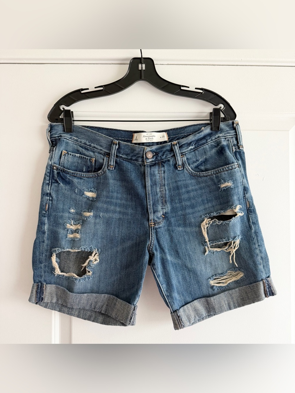 Abercrombie & Fitch Distressed Cuffed Denim Shorts